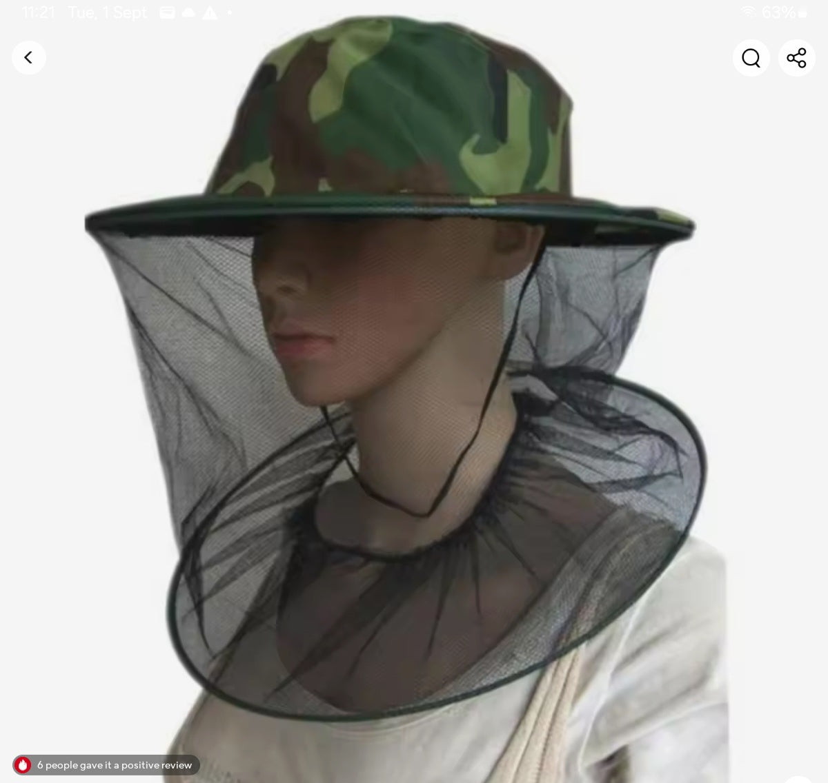Camouflage Mosquito Net Fishing & Sun Hat