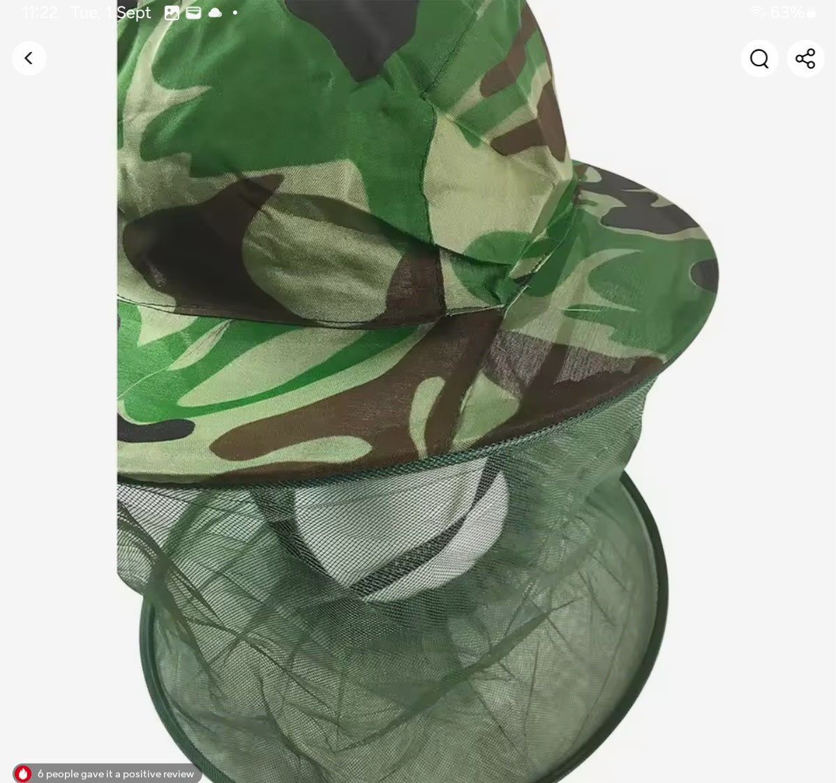Camouflage Mosquito Net Fishing & Sun Hat